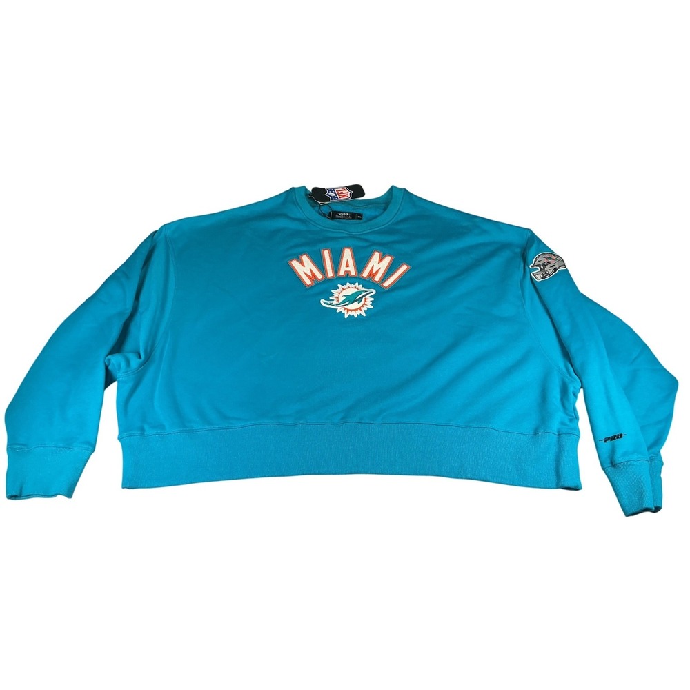 Pro Standard Miami Dolphins Crop Sweatshirt 2XL Teal Fleece NFL NWT Streetwear